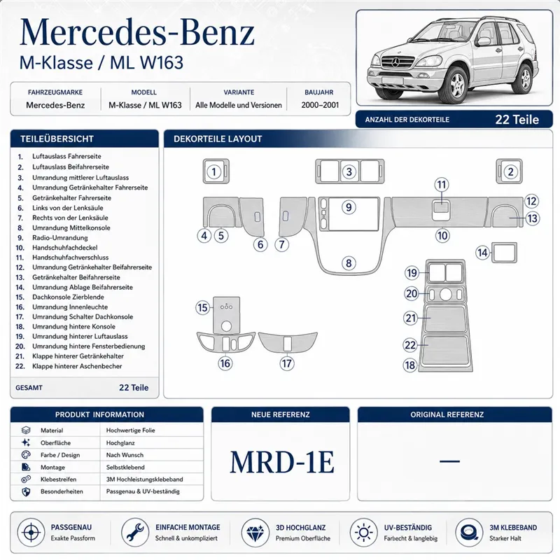 Mercedes Benz M Class 2000-2001 Doors Kit kit cruscotto 3D