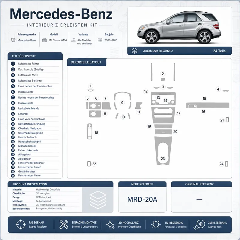 Mercedes Benz ML W164 Class 2006+ set completo, cambio automatico, con navigazione kit cruscotto 3D