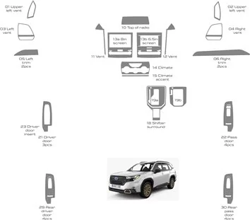 Subaru Forester 2019-2024 Mascherine sagomate per rivestimento cruscotti 30 Decori