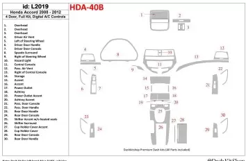 Honda Accord 2008-2012 Full Set, 4 Doors, Automatic AC Control Cruscotto BD Rivestimenti interni