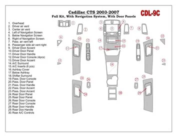 Cadillac CTS 2003-2007 Full Set, With NAVI, With Door Panels Mascherine sagomate per rivestimento cruscotti 
