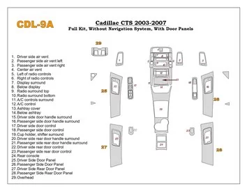 Cadillac CTS 2003-2007 Full Mascherine sagomate per rivestimento cruscotti 