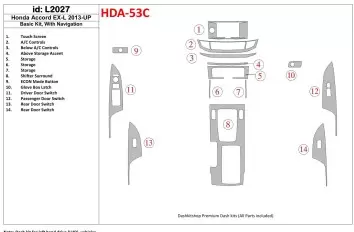Honda Accord 2013-UP Basic Set, With NAVI Cruscotto BD Rivestimenti interni
