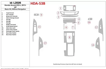 Honda Accord 2013-UP Basic Set, Without NAVI Cruscotto BD Rivestimenti interni