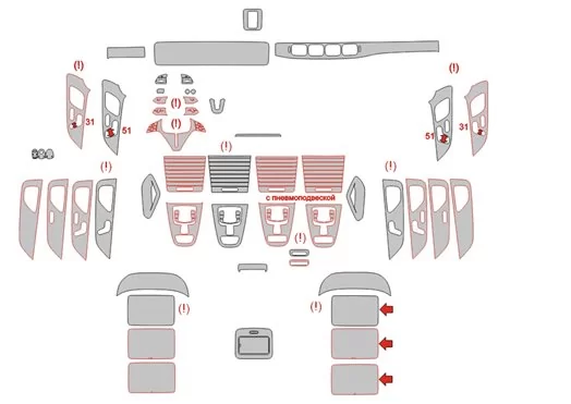 Modello di taglio per rivestimento interno Mercedes-Benz GLE-Class W167 2018 Modello di taglio per rivestimento interno Mercedes-Benz GLE-Class W167 2018