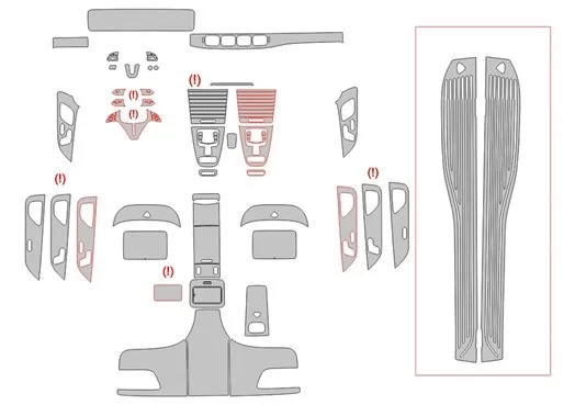 Modello di taglio per rivestimento interno Mercedes-Benz GLS-Class X167 2019 Modello di taglio per rivestimento interno Mercedes-Benz GLS-Class X167 2019