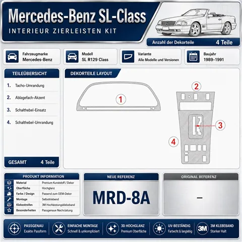 Mercedes Benz SL R129 Class 1989-1991 set completo kit cruscotto 3D