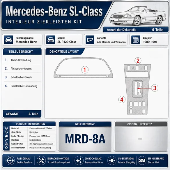 Mercedes Benz SL R129 Class 1989-1991 set completo kit cruscotto 3D