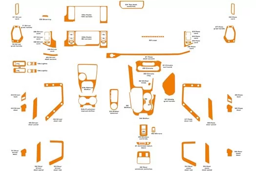 Ford Bronco 2021-2024 Kit di finiture per cruscotto interno 3D Dash Trim Dekor 56 parti Ford Bronco 2021-2024 Kit di finiture per cruscotto interno 3D Dash Trim Dekor 56 parti