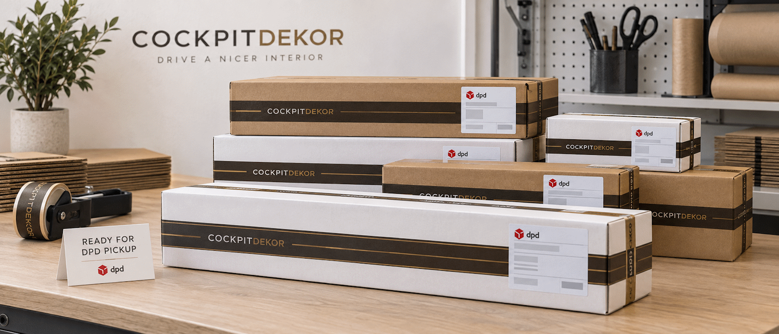 Pacchi CockpitDekor imballati e pronti per il ritiro DPD