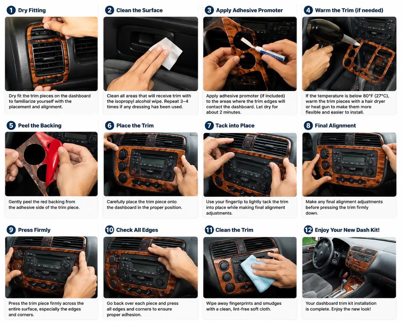 Guida all’installazione del kit di modanature per cruscotto